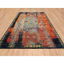 Load image into Gallery viewer, 9'x12'1" Rust Red & Black, Ghazni Wool Hand Knotted, Ancient Ottoman Erased Design, Oriental Rug FWR391026