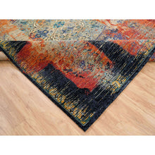 Load image into Gallery viewer, 9'x12'1" Rust Red & Black, Ghazni Wool Hand Knotted, Ancient Ottoman Erased Design, Oriental Rug FWR391026