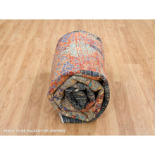 Load image into Gallery viewer, 9'x12'1" Rust Red & Black, Ghazni Wool Hand Knotted, Ancient Ottoman Erased Design, Oriental Rug FWR391026