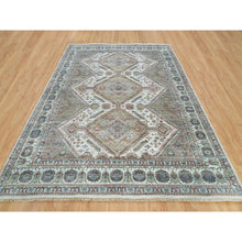 Load image into Gallery viewer, 8'10"x11'10" Vista White, Shiraz Reimagined, Organic Wool, Hand Knotted, Natural Dyes, Unique Flower Rosettes Border Design, Thick And Plush, Sustainable Oriental Rug FWR395136