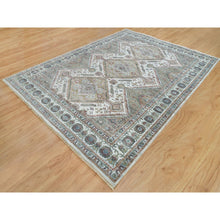 Load image into Gallery viewer, 8'10"x11'10" Vista White, Shiraz Reimagined, Organic Wool, Hand Knotted, Natural Dyes, Unique Flower Rosettes Border Design, Thick And Plush, Sustainable Oriental Rug FWR395136