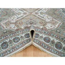 Load image into Gallery viewer, 8'10"x11'10" Vista White, Shiraz Reimagined, Organic Wool, Hand Knotted, Natural Dyes, Unique Flower Rosettes Border Design, Thick And Plush, Sustainable Oriental Rug FWR395136