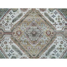 Load image into Gallery viewer, 8'10"x11'10" Vista White, Shiraz Reimagined, Organic Wool, Hand Knotted, Natural Dyes, Unique Flower Rosettes Border Design, Thick And Plush, Sustainable Oriental Rug FWR395136