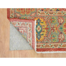 Load image into Gallery viewer, 9'x11'9" Fire Brick Red, Hand Knotted, Antiqued Oushak Reimagined Repetitive Star And Rosette Design, Sheared Low, Soft Wool, Oriental Rug FWR395622
