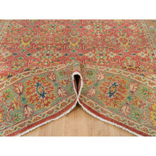 Load image into Gallery viewer, 9'x11'9" Fire Brick Red, Hand Knotted, Antiqued Oushak Reimagined Repetitive Star And Rosette Design, Sheared Low, Soft Wool, Oriental Rug FWR395622