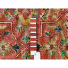 Load image into Gallery viewer, 9'x11'9" Fire Brick Red, Hand Knotted, Antiqued Oushak Reimagined Repetitive Star And Rosette Design, Sheared Low, Soft Wool, Oriental Rug FWR395622