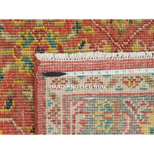 Load image into Gallery viewer, 9'x11'9" Fire Brick Red, Hand Knotted, Antiqued Oushak Reimagined Repetitive Star And Rosette Design, Sheared Low, Soft Wool, Oriental Rug FWR395622