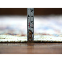 Load image into Gallery viewer, 9'2"x11'10" Smoky White With Dark Blue Border, Dense Weave, Vegetable Dyes, Organic Wool, Hand Knotted, Afghan Super Kazak With Geometric Medallions, Oriental Rug FWR447306