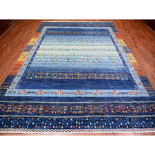 Load image into Gallery viewer, 9'x12' Yale Blue, Fine Kashkuli Gabbeh With Small Animals And Human Figurines, Pure Wool, Natural Dyes, Hand Knotted, Oriental Rug FWR447606