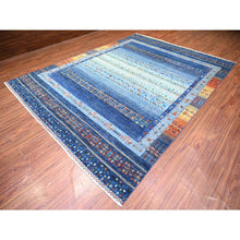Load image into Gallery viewer, 9'x12' Yale Blue, Fine Kashkuli Gabbeh With Small Animals And Human Figurines, Pure Wool, Natural Dyes, Hand Knotted, Oriental Rug FWR447606