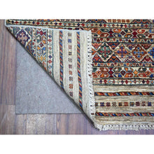 Load image into Gallery viewer, 8'10"x11'10" Vista White, Afghan Super Kazak With Khorjin Design With Colorful Tassels, Natural Dyes, Densely Woven Ghazni Wool, Hand Knotted, Oriental Rug FWR447714