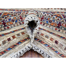 Load image into Gallery viewer, 8'10"x11'10" Vista White, Afghan Super Kazak With Khorjin Design With Colorful Tassels, Natural Dyes, Densely Woven Ghazni Wool, Hand Knotted, Oriental Rug FWR447714