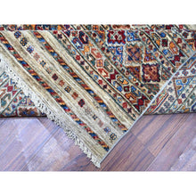 Load image into Gallery viewer, 8'10"x11'10" Vista White, Afghan Super Kazak With Khorjin Design With Colorful Tassels, Natural Dyes, Densely Woven Ghazni Wool, Hand Knotted, Oriental Rug FWR447714