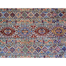 Load image into Gallery viewer, 8'10"x11'10" Vista White, Afghan Super Kazak With Khorjin Design With Colorful Tassels, Natural Dyes, Densely Woven Ghazni Wool, Hand Knotted, Oriental Rug FWR447714