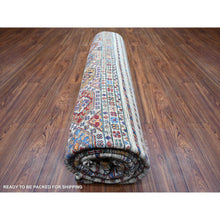 Load image into Gallery viewer, 8'10"x11'10" Vista White, Afghan Super Kazak With Khorjin Design With Colorful Tassels, Natural Dyes, Densely Woven Ghazni Wool, Hand Knotted, Oriental Rug FWR447714
