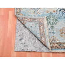 Load image into Gallery viewer, 9'x11'10" Quarry Blue, Vegetable Dyes, Caucasian Gul Motifs Design, All Over Borderless, Soft And Vibrant Wool, Shaved Down Hand Knotted Zero Pile Oriental Rug FWR451938