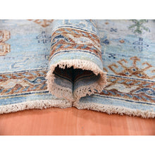 Load image into Gallery viewer, 9'x11'10" Quarry Blue, Vegetable Dyes, Caucasian Gul Motifs Design, All Over Borderless, Soft And Vibrant Wool, Shaved Down Hand Knotted Zero Pile Oriental Rug FWR451938