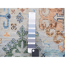 Load image into Gallery viewer, 9'x11'10" Quarry Blue, Vegetable Dyes, Caucasian Gul Motifs Design, All Over Borderless, Soft And Vibrant Wool, Shaved Down Hand Knotted Zero Pile Oriental Rug FWR451938