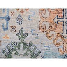 Load image into Gallery viewer, 9'x11'10" Quarry Blue, Vegetable Dyes, Caucasian Gul Motifs Design, All Over Borderless, Soft And Vibrant Wool, Shaved Down Hand Knotted Zero Pile Oriental Rug FWR451938