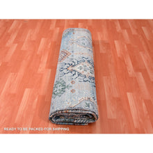 Load image into Gallery viewer, 9'x11'10" Quarry Blue, Vegetable Dyes, Caucasian Gul Motifs Design, All Over Borderless, Soft And Vibrant Wool, Shaved Down Hand Knotted Zero Pile Oriental Rug FWR451938