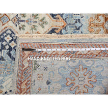Load image into Gallery viewer, 9'x11'10" Quarry Blue, Vegetable Dyes, Caucasian Gul Motifs Design, All Over Borderless, Soft And Vibrant Wool, Shaved Down Hand Knotted Zero Pile Oriental Rug FWR451938