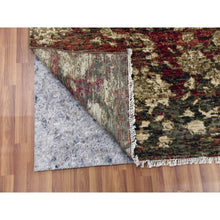 Load image into Gallery viewer, 9'1"x11'10" Green With Pop Of Red, Abrash, Salt And Pepper, Persian Mahal Design, Soft 100% Wool, Hand Knotted, Oriental Rug FWR475818
