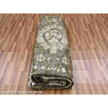 Load image into Gallery viewer, 9'1"x11'10" Green With Pop Of Red, Abrash, Salt And Pepper, Persian Mahal Design, Soft 100% Wool, Hand Knotted, Oriental Rug FWR475818