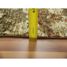 Load image into Gallery viewer, 9'1"x11'10" Green With Pop Of Red, Abrash, Salt And Pepper, Persian Mahal Design, Soft 100% Wool, Hand Knotted, Oriental Rug FWR475818