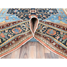 Load image into Gallery viewer, 9'x11'10" Light Blue, Natural Dyes Densely Woven, Soft Wool Hand Knotted, Afghan Peshawar With Serapi Heriz Design, Oriental Rug FWR492852