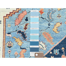 Load image into Gallery viewer, 9'x11'10" Light Blue, Natural Dyes Densely Woven, Soft Wool Hand Knotted, Afghan Peshawar With Serapi Heriz Design, Oriental Rug FWR492852