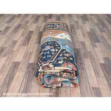 Load image into Gallery viewer, 9'x11'10" Light Blue, Natural Dyes Densely Woven, Soft Wool Hand Knotted, Afghan Peshawar With Serapi Heriz Design, Oriental Rug FWR492852