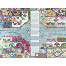 Load image into Gallery viewer, 8'8"x11'9" Light Blue, Vegetable Dyes Dense Weave, Extra Soft Wool Hand Knotted, Afghan Super Kazak With Geometric Medallions, Oriental Rug FWR493638