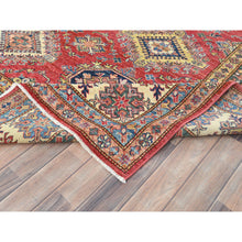 Load image into Gallery viewer, 8'10"x12'8" Rich Red, Hand Knotted Afghan Super Kazak With Geometric Medallions, Vegetable Dyes Dense Weave, Pure Wool, Oriental Rug FWR495846