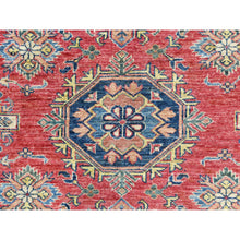 Load image into Gallery viewer, 8'10"x12'8" Rich Red, Hand Knotted Afghan Super Kazak With Geometric Medallions, Vegetable Dyes Dense Weave, Pure Wool, Oriental Rug FWR495846