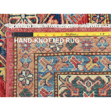 Load image into Gallery viewer, 8'10"x12'8" Rich Red, Hand Knotted Afghan Super Kazak With Geometric Medallions, Vegetable Dyes Dense Weave, Pure Wool, Oriental Rug FWR495846