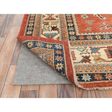 Load image into Gallery viewer, 9'x11'9" Crimson Red, Special Kazak With All Over Medallions Natural Dyes, Extra Soft Wool Hand Knotted, Oriental Rug FWR496254