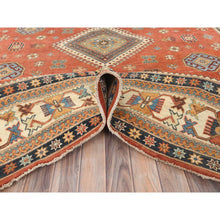 Load image into Gallery viewer, 9'x11'9" Crimson Red, Special Kazak With All Over Medallions Natural Dyes, Extra Soft Wool Hand Knotted, Oriental Rug FWR496254