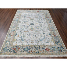 Load image into Gallery viewer, 8'10"x12' Heavenly Gray, Broken And Erased Persian Heriz Design, Denser Weave, Hand Knotted 100% Wool, Oriental Rug FWR509490