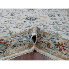 Load image into Gallery viewer, 8'10"x12' Heavenly Gray, Broken And Erased Persian Heriz Design, Denser Weave, Hand Knotted 100% Wool, Oriental Rug FWR509490