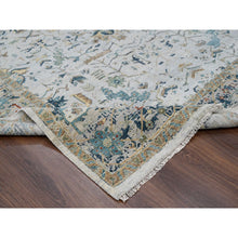 Load image into Gallery viewer, 8'10"x12' Heavenly Gray, Broken And Erased Persian Heriz Design, Denser Weave, Hand Knotted 100% Wool, Oriental Rug FWR509490