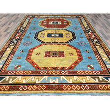 Load image into Gallery viewer, 9'x11'10" Sky Blue, Armenian Inspired Caucasian Design Vegetable Dyes, 200 Kpsi Pure Wool Hand Knotted, Oriental Rug FWR510192