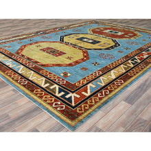 Load image into Gallery viewer, 9'x11'10" Sky Blue, Armenian Inspired Caucasian Design Vegetable Dyes, 200 Kpsi Pure Wool Hand Knotted, Oriental Rug FWR510192