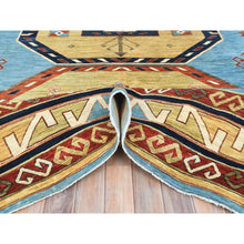 Load image into Gallery viewer, 9'x11'10" Sky Blue, Armenian Inspired Caucasian Design Vegetable Dyes, 200 Kpsi Pure Wool Hand Knotted, Oriental Rug FWR510192