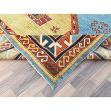 Load image into Gallery viewer, 9'x11'10" Sky Blue, Armenian Inspired Caucasian Design Vegetable Dyes, 200 Kpsi Pure Wool Hand Knotted, Oriental Rug FWR510192