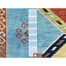 Load image into Gallery viewer, 9'x11'10" Sky Blue, Armenian Inspired Caucasian Design Vegetable Dyes, 200 Kpsi Pure Wool Hand Knotted, Oriental Rug FWR510192