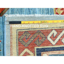 Load image into Gallery viewer, 9'x11'10" Sky Blue, Armenian Inspired Caucasian Design Vegetable Dyes, 200 Kpsi Pure Wool Hand Knotted, Oriental Rug FWR510192