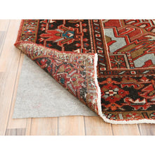 Load image into Gallery viewer, 9'9"x12'4" Tomato Red, Hand Knotted, Sides And Ends Professionally Secured, Cleaned, Vintage Persian Heriz, Worn Down With Distressed Look, Oriental Rug FWR511488