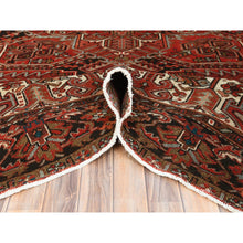 Load image into Gallery viewer, 9'9"x12'4" Tomato Red, Hand Knotted, Sides And Ends Professionally Secured, Cleaned, Vintage Persian Heriz, Worn Down With Distressed Look, Oriental Rug FWR511488