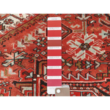 Load image into Gallery viewer, 9'9"x12'4" Tomato Red, Hand Knotted, Sides And Ends Professionally Secured, Cleaned, Vintage Persian Heriz, Worn Down With Distressed Look, Oriental Rug FWR511488