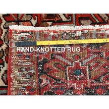 Load image into Gallery viewer, 9'9"x12'4" Tomato Red, Hand Knotted, Sides And Ends Professionally Secured, Cleaned, Vintage Persian Heriz, Worn Down With Distressed Look, Oriental Rug FWR511488